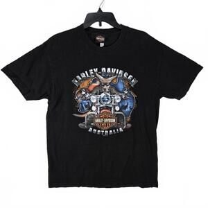 Harley Davidson Australia Men's Black Cotton Tee Kangaroo Harley-Heaven Size L